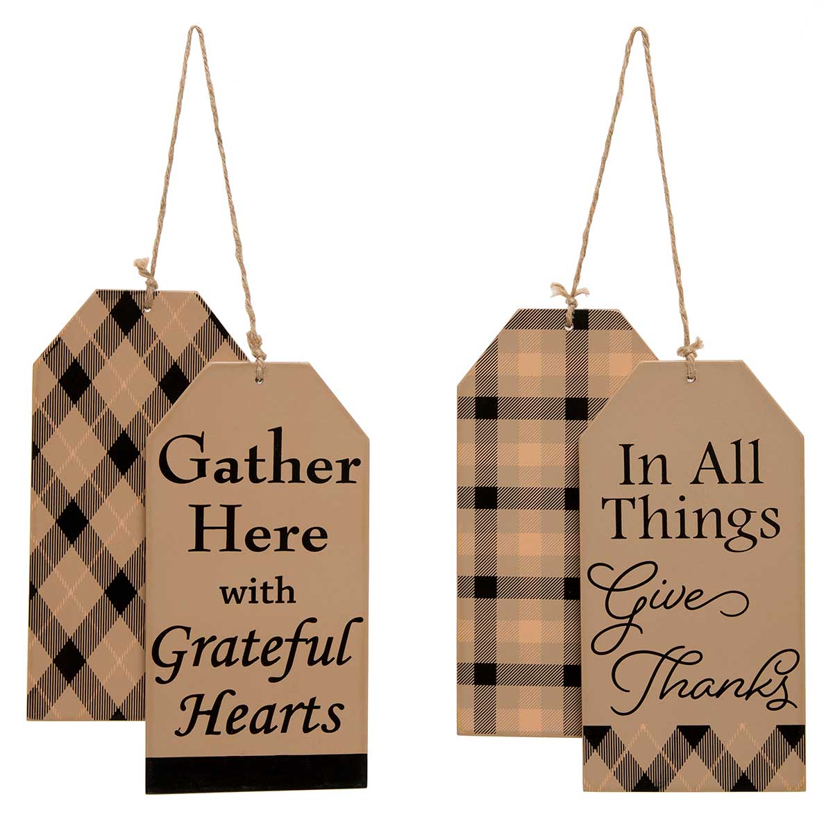 GATHER HERE WITH GRATEFUL WOOD TAG SIGN