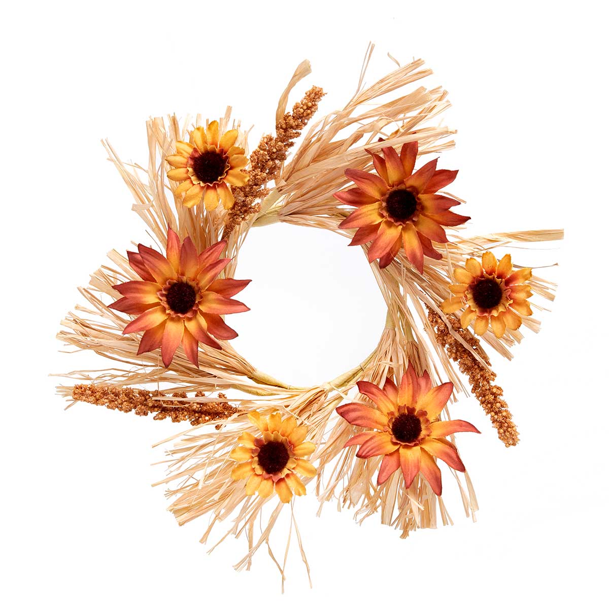 CANDLE RING FESTIVE FIELD 11IN (INNER RING 3.5IN) MUSTARD/RUST