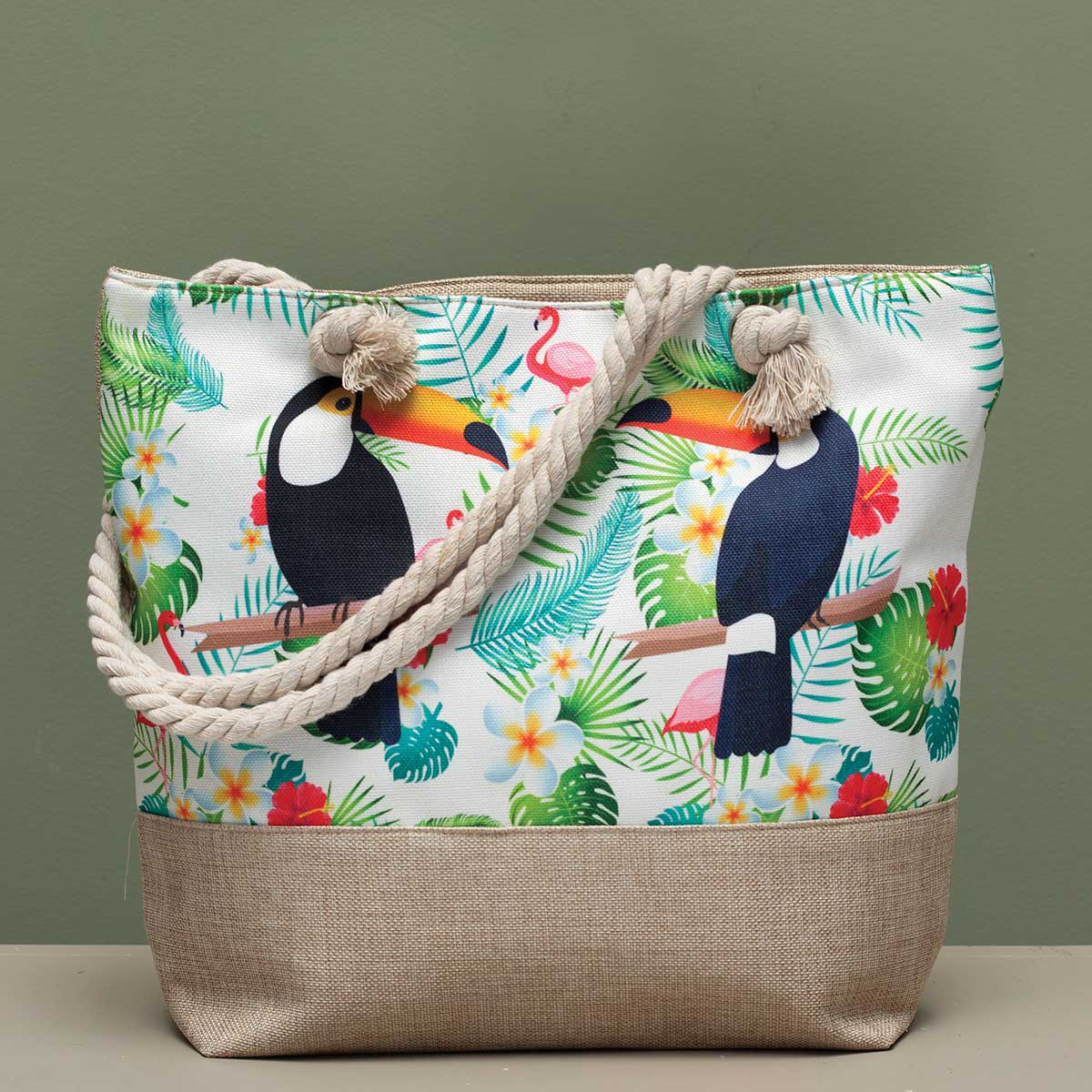 Toucan Tapestry Bag 17.5"x5"x14" with 10" Shoulder Strap and Zip