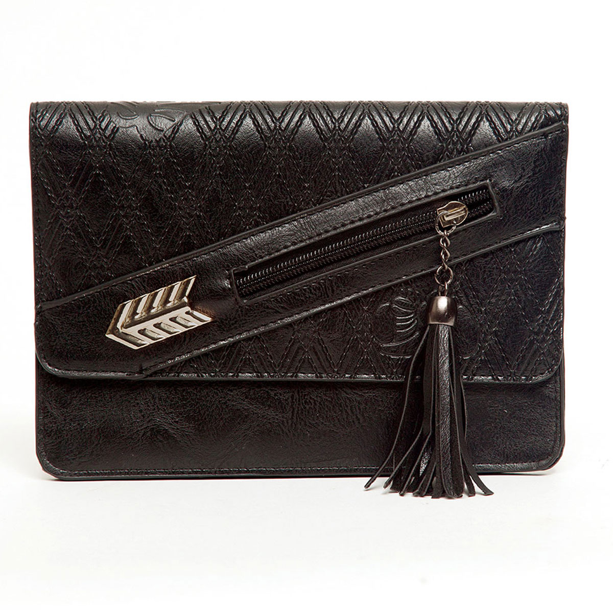 Cross-body Purse with Diamond Pattern and Tassel with Strap