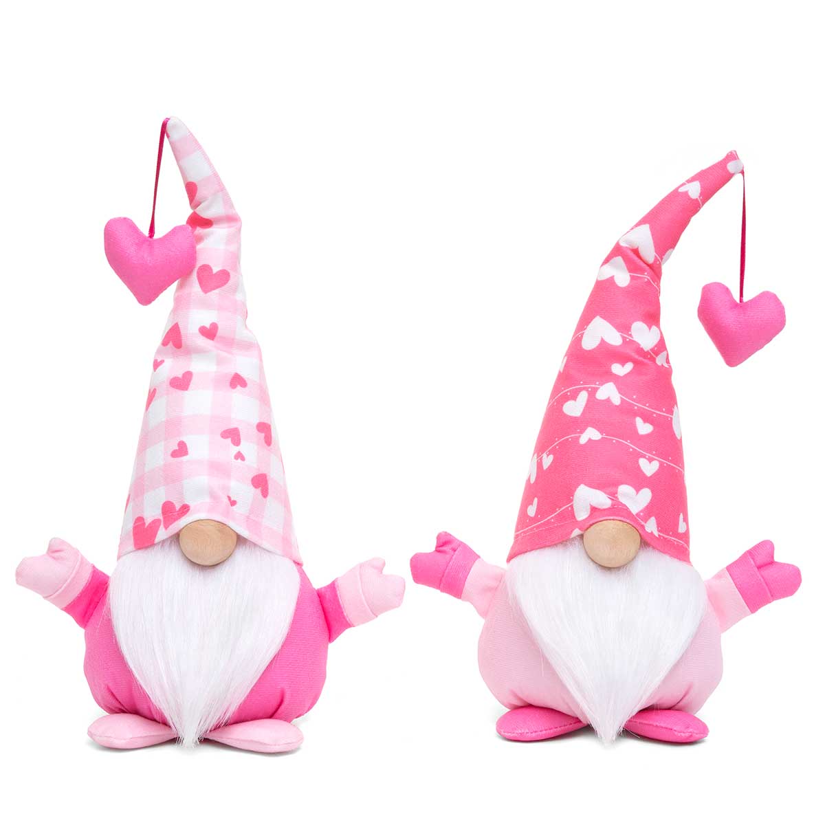 b50 LOVEY GNOME PINK/WHITE WITH WIRED HEART DANGLE HAT,