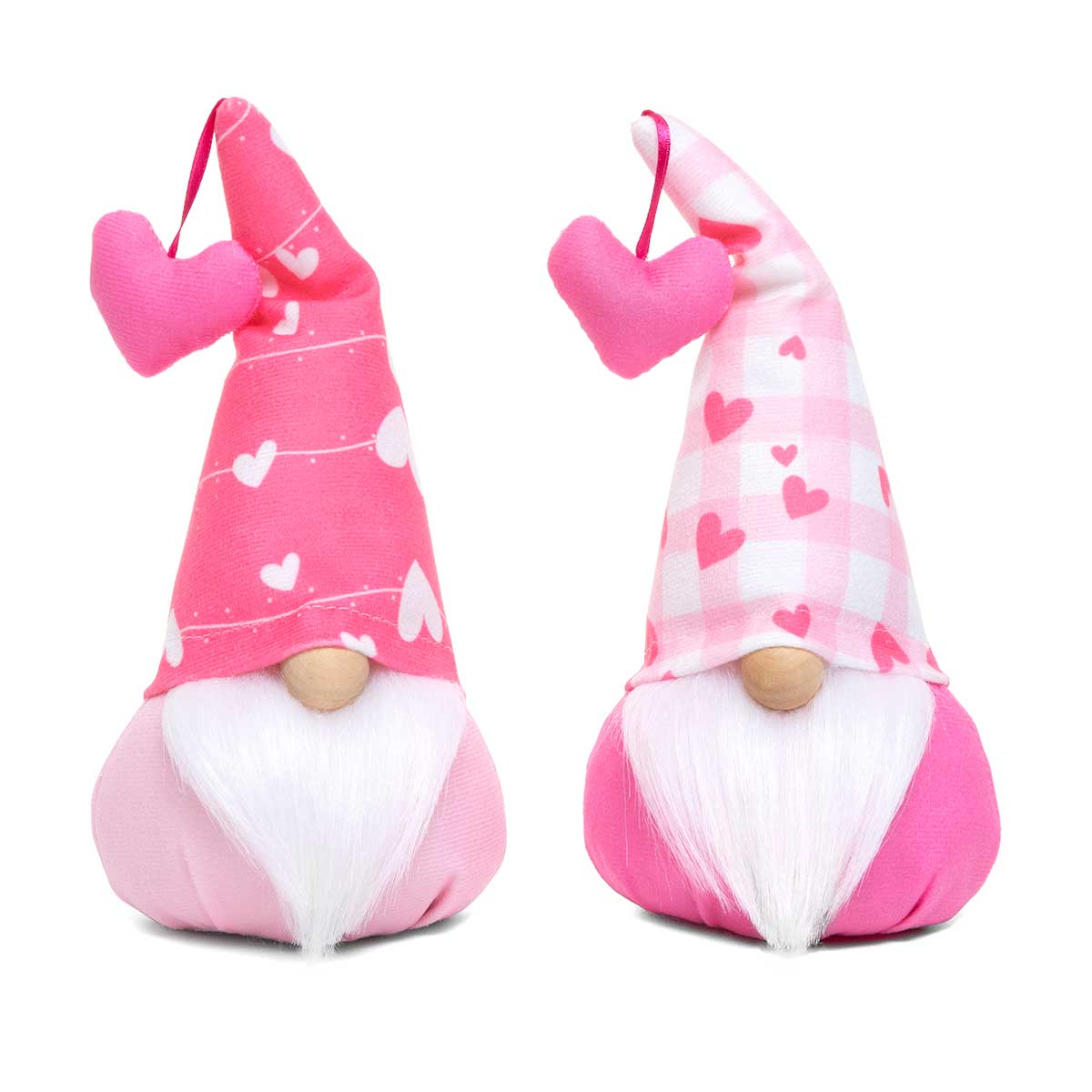 b50 LOVEY GNOME PINK/WHITE WITH WIRED HEART DANGLE HAT,