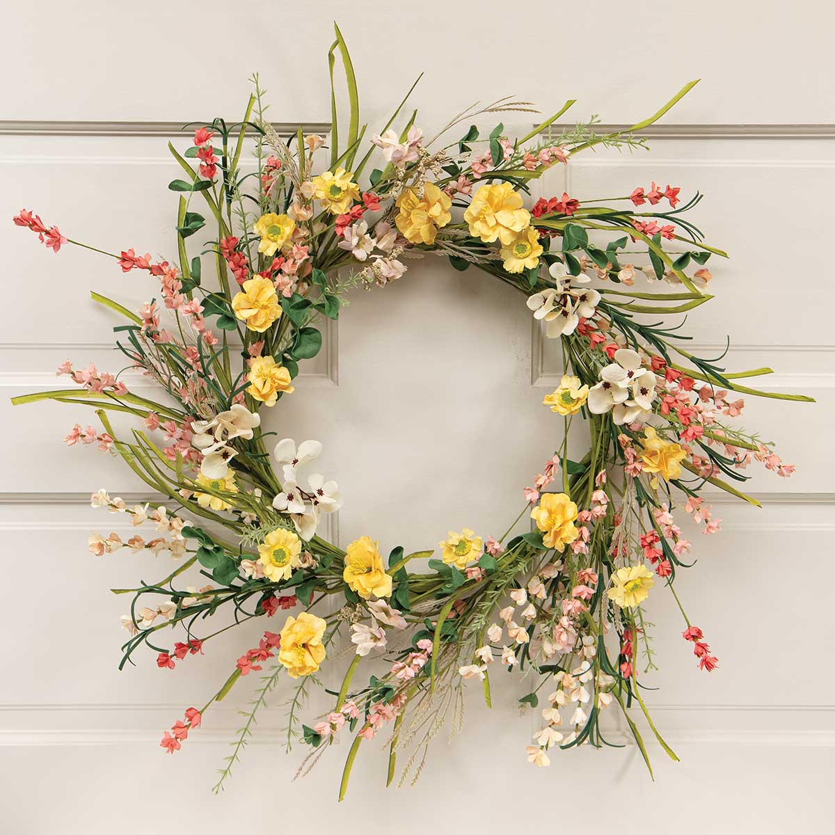 !Whimsey Floral Wreath 24"(INNER RING 11") Zinnia/Mini
