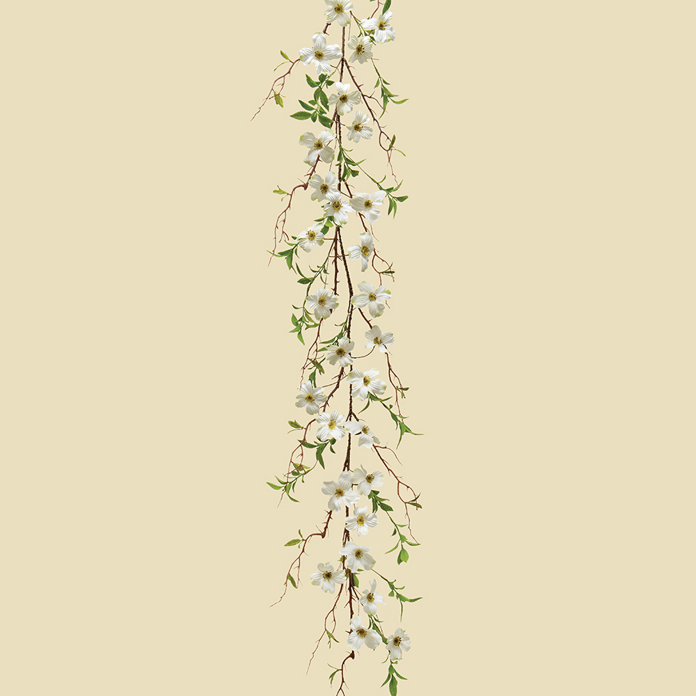 !Dogwood Delight Garland with Faux Twigs White 9"x5'