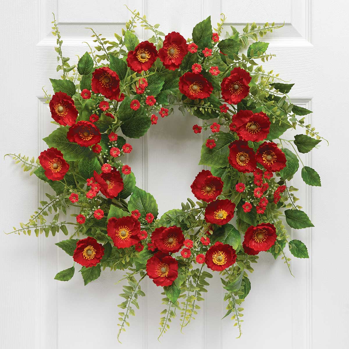 !Scarlet Poppy Wreath 24"(INNER RING 10")