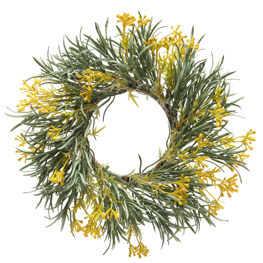 Rosemary Candle Ring with Yellow Berries