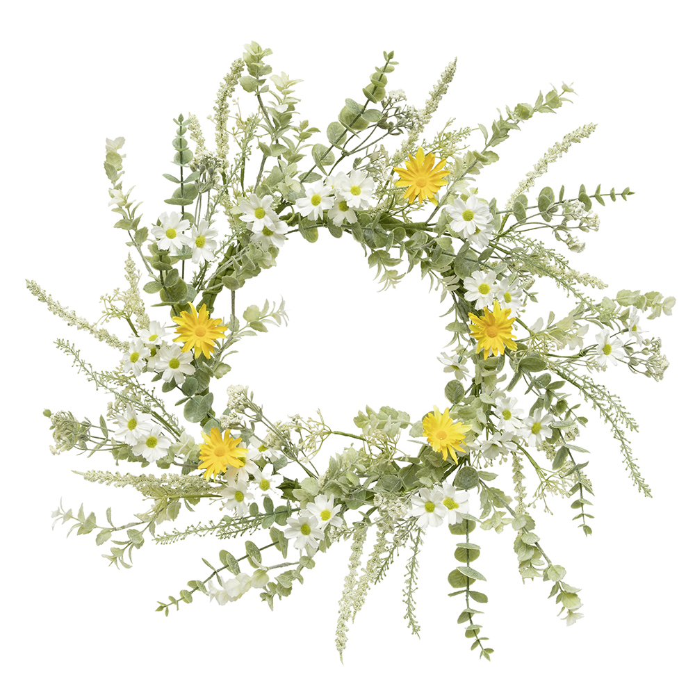 Sunlit Daisy Wreath Yellow/White