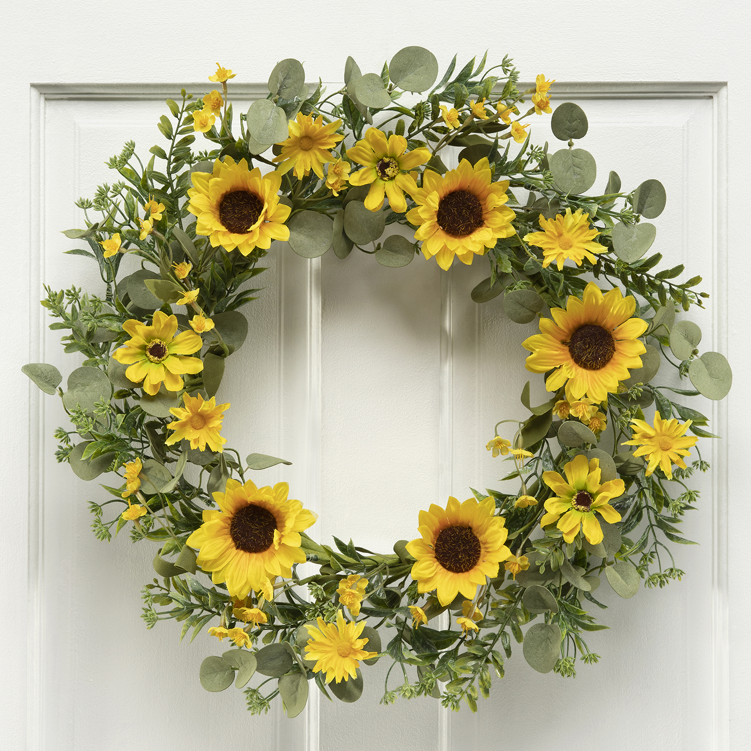b50 WREATH SUNFLOWER/DAISY/EUC 23IN (INNER RING 11IN) - Click Image to Close