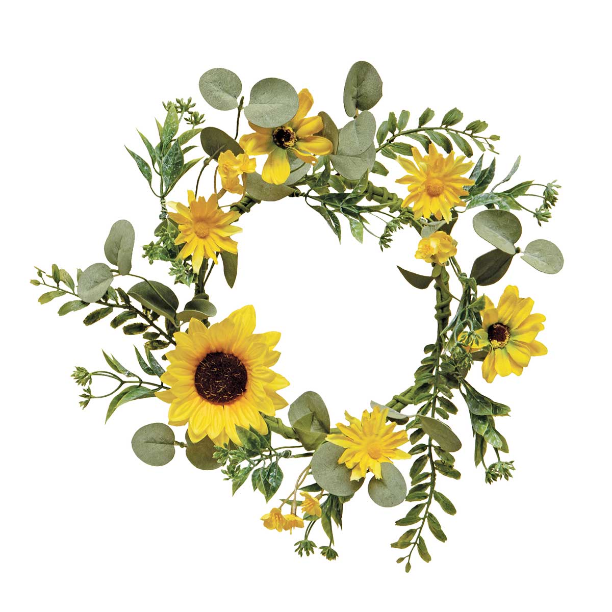 b50 MINI WREATH SUNFLOWER/DAISY 13IN (INNER RING 6.5IN) - Click Image to Close