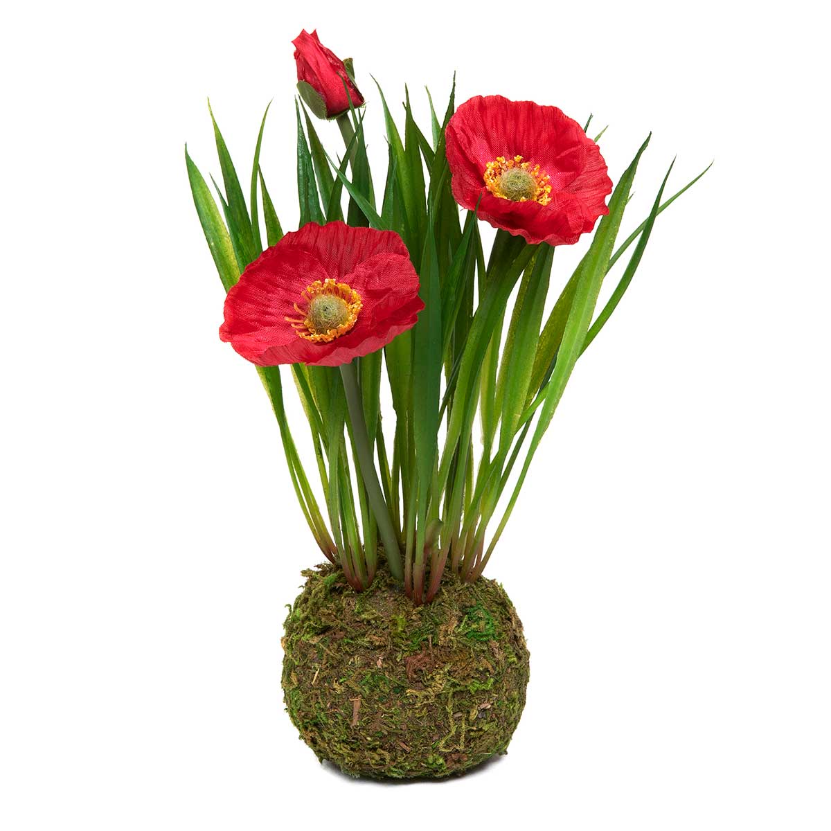 POPPY RED WITH FAUX DIRT AND MOSS 5"X8.5"