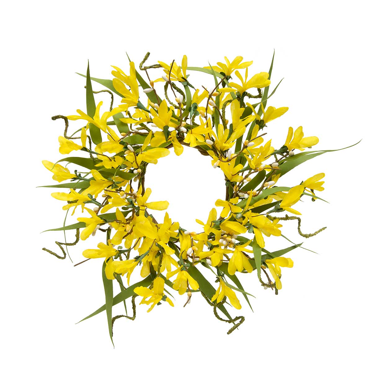 CANDLE RING FORSYTHIA/TWIGS 10IN (INNER RING 4IN) YELLOW - Click Image to Close