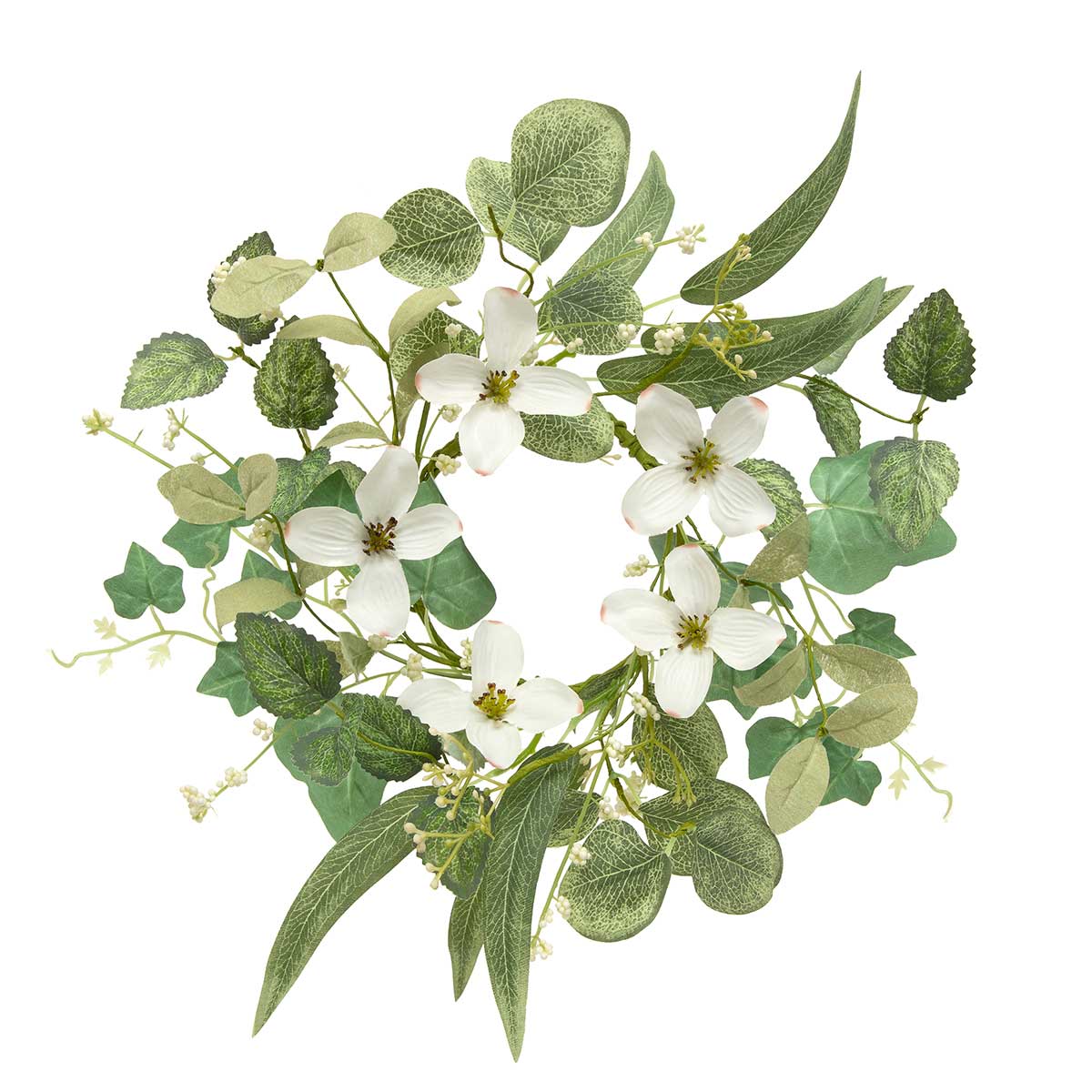 MINI WREATH DOGWOOD/BERRY 14IN (INNER RING 5IN) POLYESTER