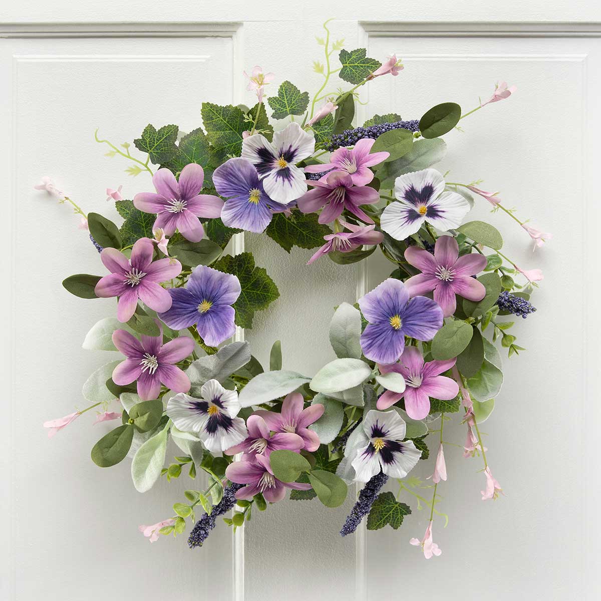 MINI WREATH PANSY BLOSSOM 18IN (INNER RING 6.5IN) PURPLE