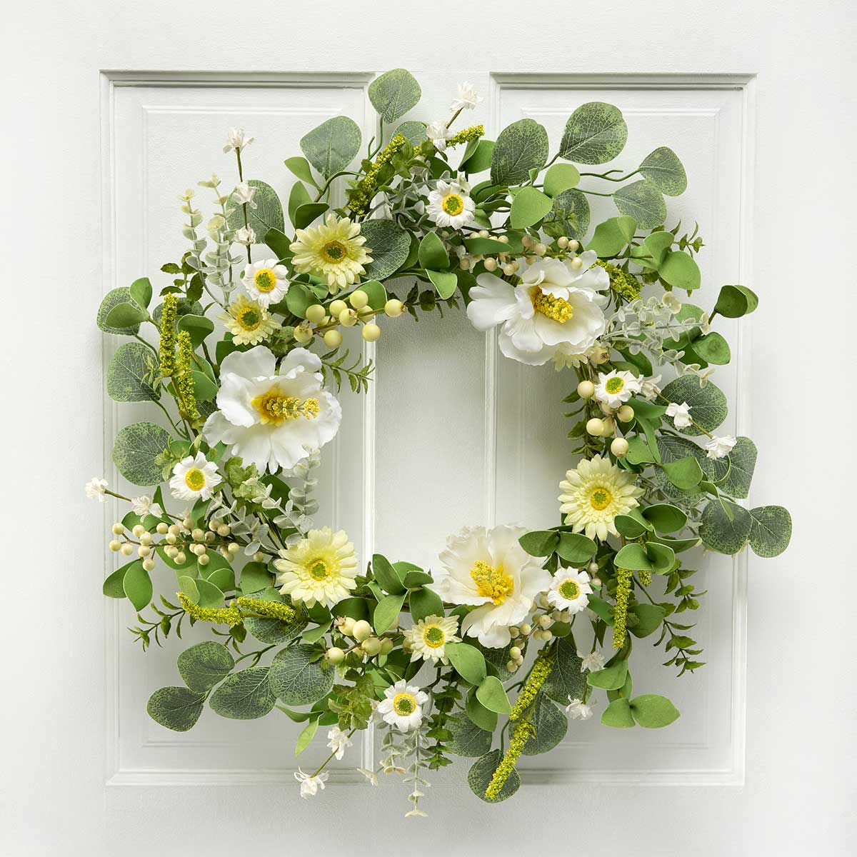 WREATH HIBISCUS/DAISY 22IN (INNER RING 11IN) POLYESTER/PAPER - Click Image to Close
