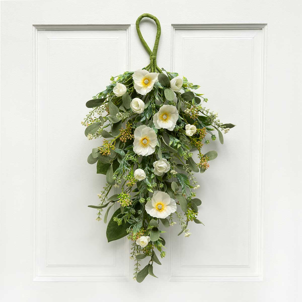 BOUGH POPPY/FOLIAGE 14IN X 26IN WHITE POLYESTER/PLASTIC - Click Image to Close