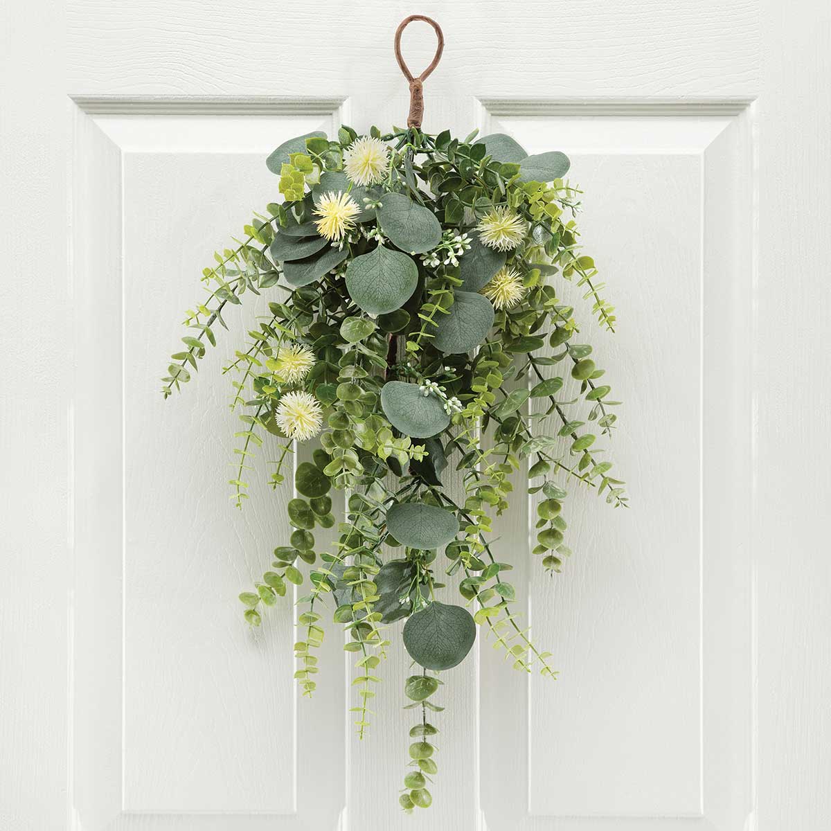 EUCALYPTUS BOUGH WITH THISTLE AND LOOP HANGER 13"X26"