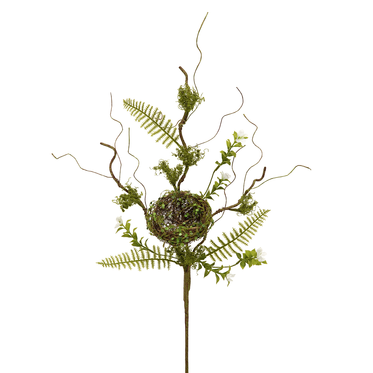 SPRAY FAUX MOSS AND WIRED TWIG 11IN X 23IN WITH FERNS - Click Image to Close