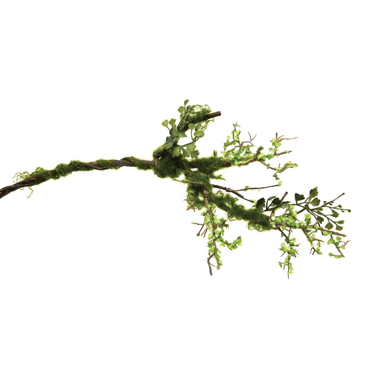 BRANCH FAUX WIRED TWIG AND MOSS SMALL 9IN X 19IN WITH MINI LEAF