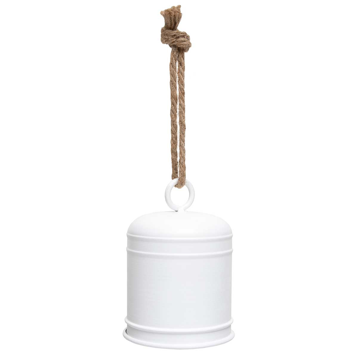 BELL HOLIDAY MATTE WHITE 3.75IN X 5.5IN METAL WITH ROPE HANGER