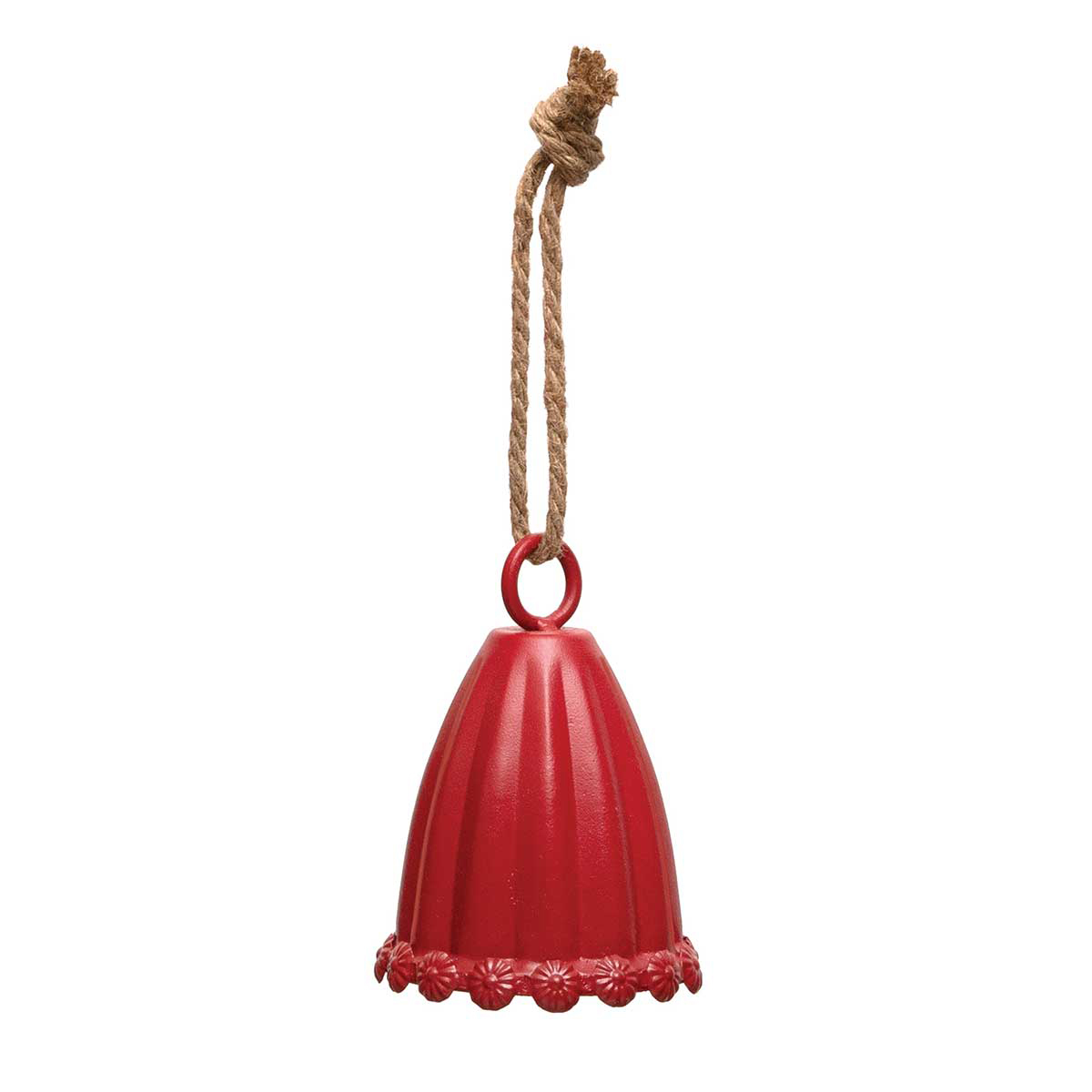 !RIBBED METAL BELL MATTE RED WITH JINGLE BELL CLAPPER