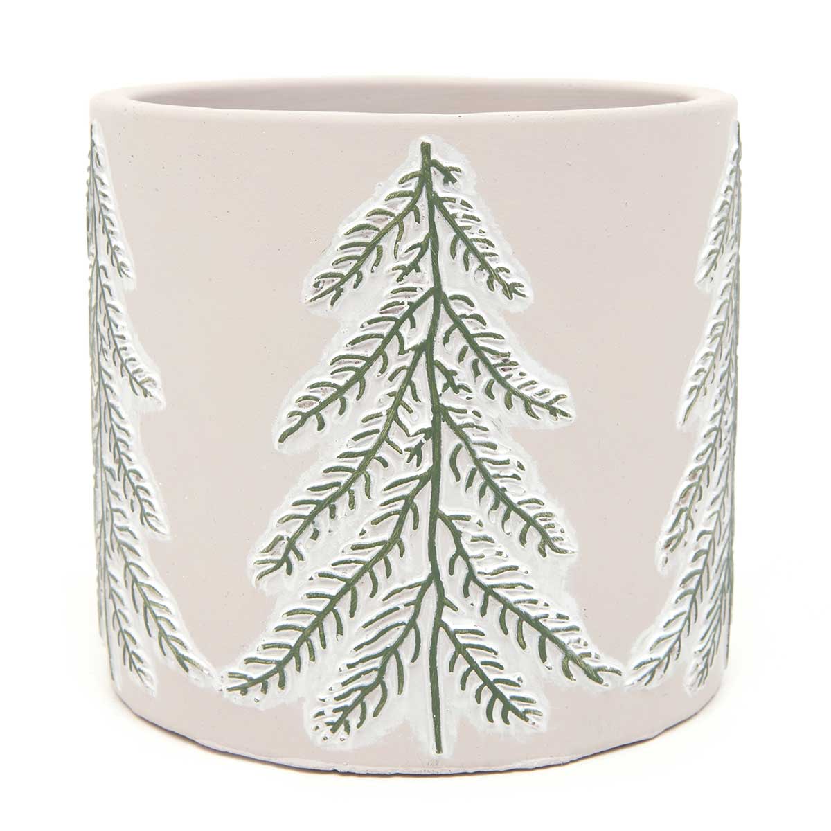POT WINTER GREEN TREE LARGE 5.75IN X 5IN CREAM/GREEN - Click Image to Close