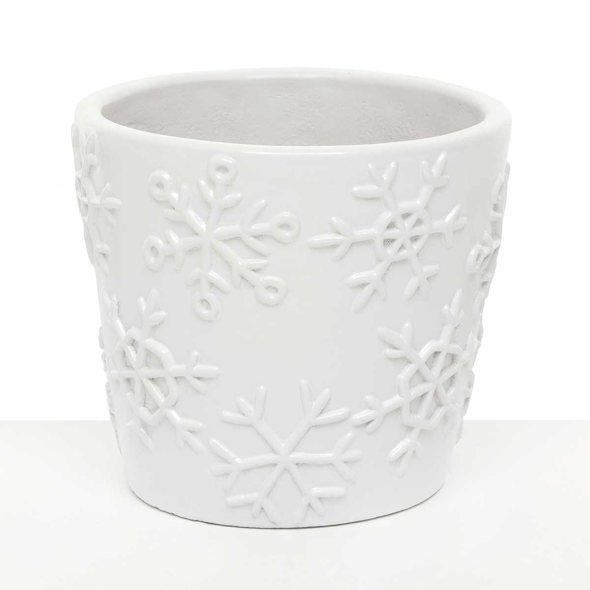POT SNOWFLAKE LARGE 5.5IN X 5IN WHITE