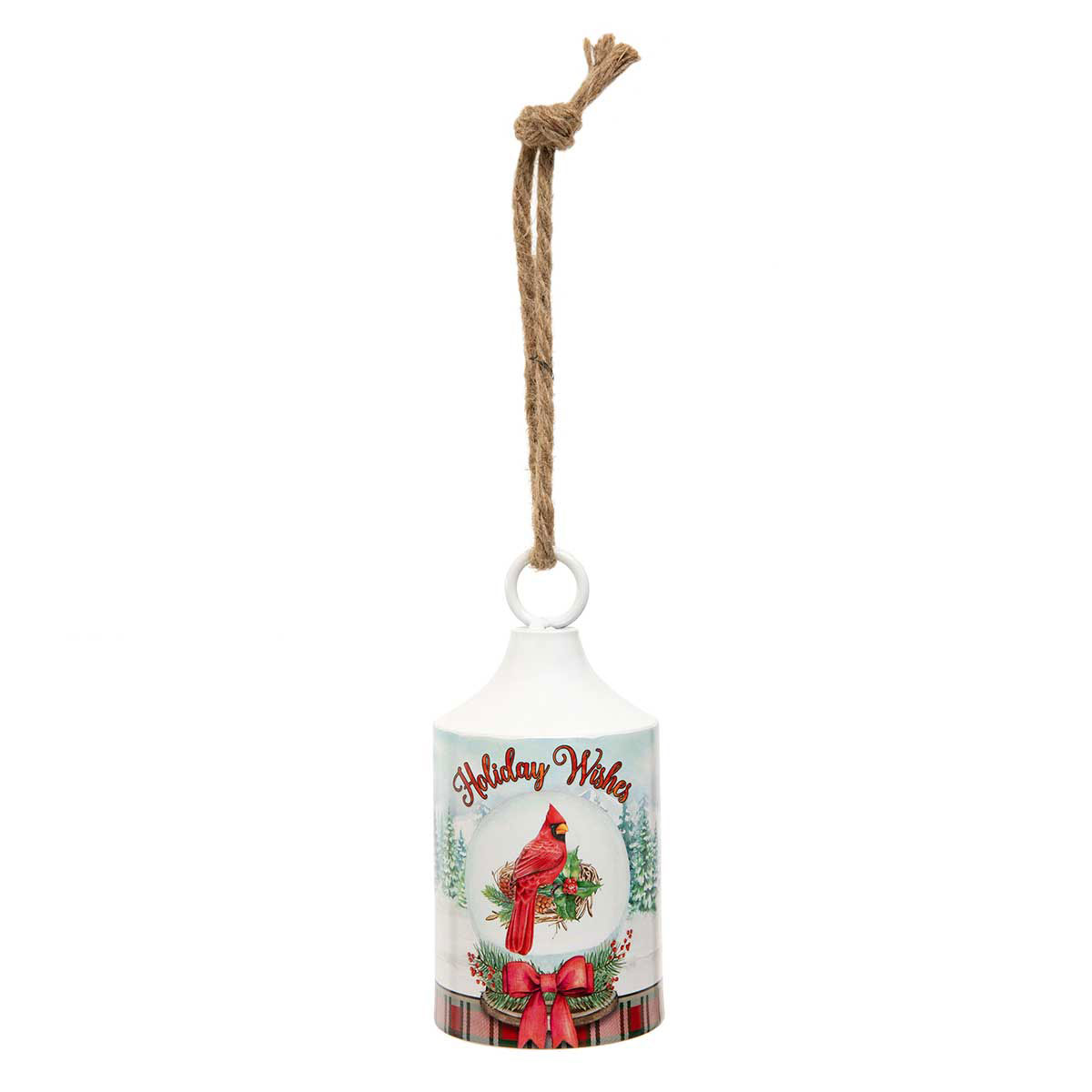 ORNAMENT CARDINAL ON BELL 3.25IN X 6.75IN WHITE