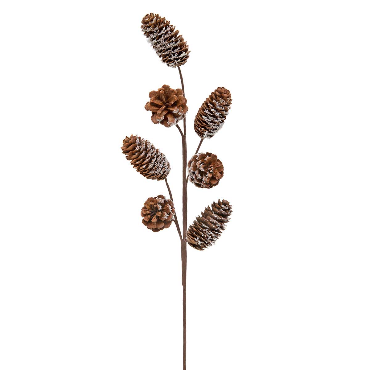SPRAY FLOCKED SNOW PINECONE 6IN X 23IN BROWN/WHITE