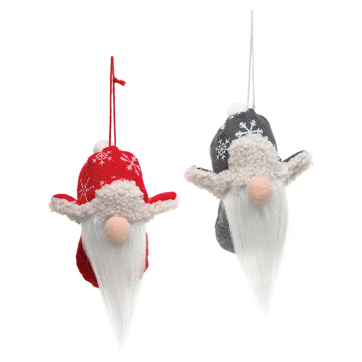 ORN FLAP HAT GNOME 2 ASSORTED 3IN X 2IN X 4.5IN RED/GREY - Click Image to Close