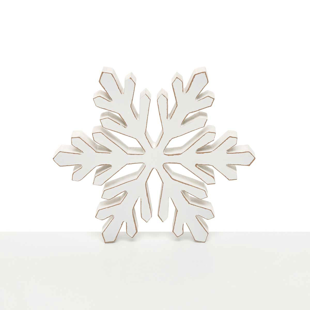 SIT-A-BOUT SNOWFLAKE SMALL 6IN X .75IN X 6IN WHITE WOOD