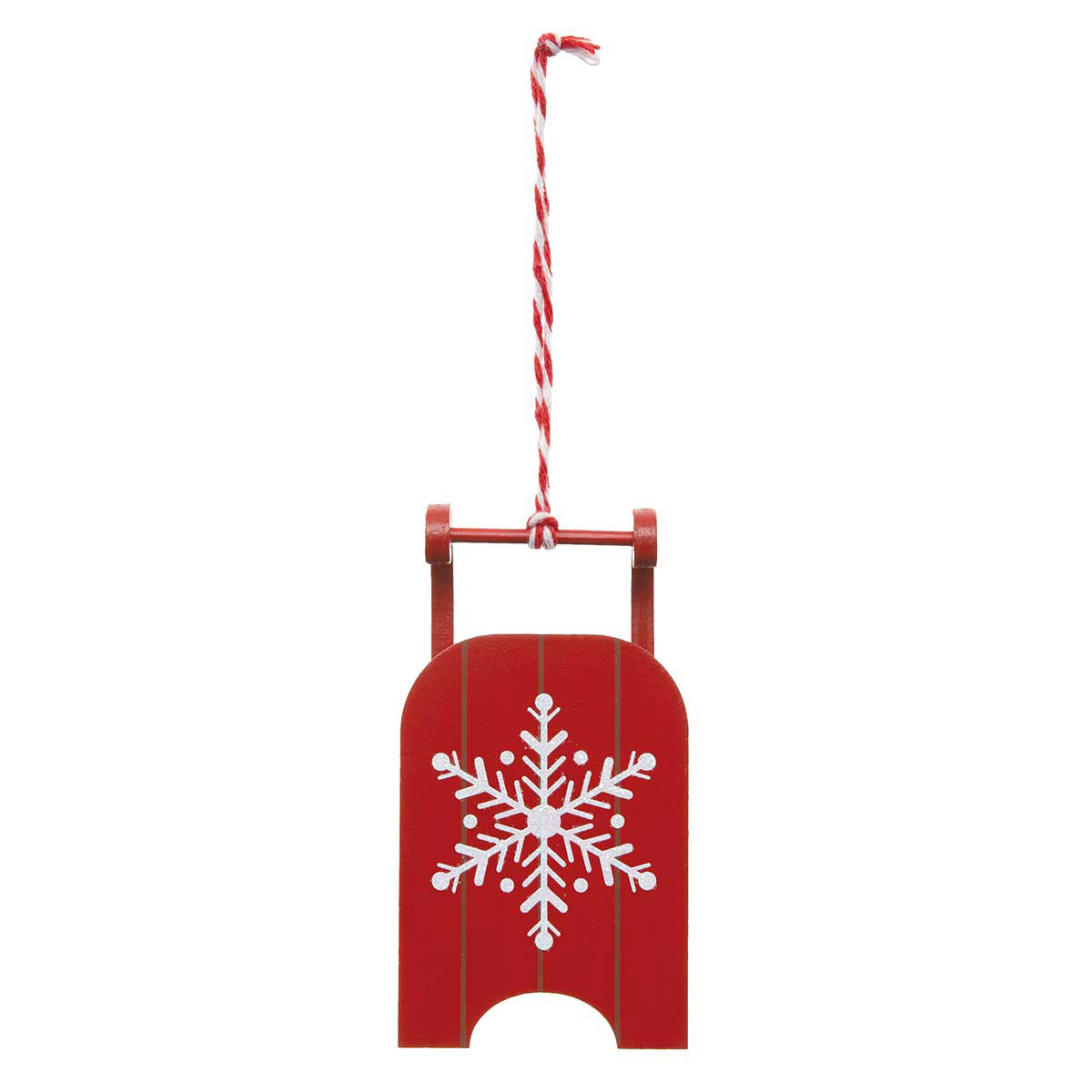 ORNAMENT HOLIDAY SLED LARGE 2IN X 1IN X 4IN RED/WHITE - Click Image to Close