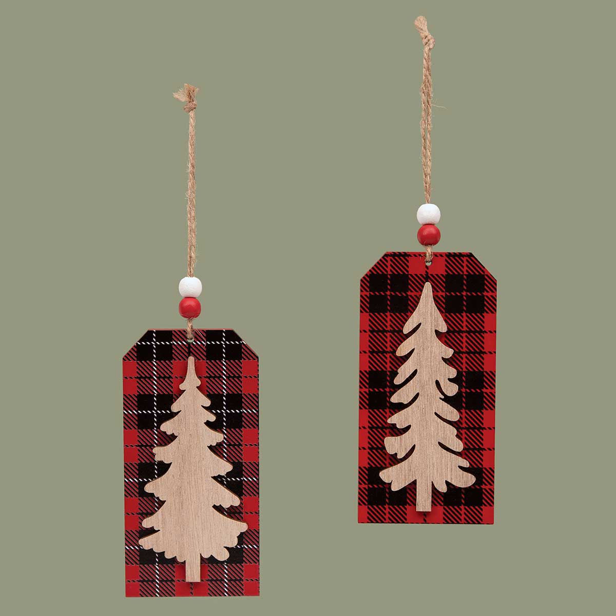 ORNAMENT TREE TAG 2 ASSORTED 2.25IN X .25IN X 4.75IN RED/BLACK