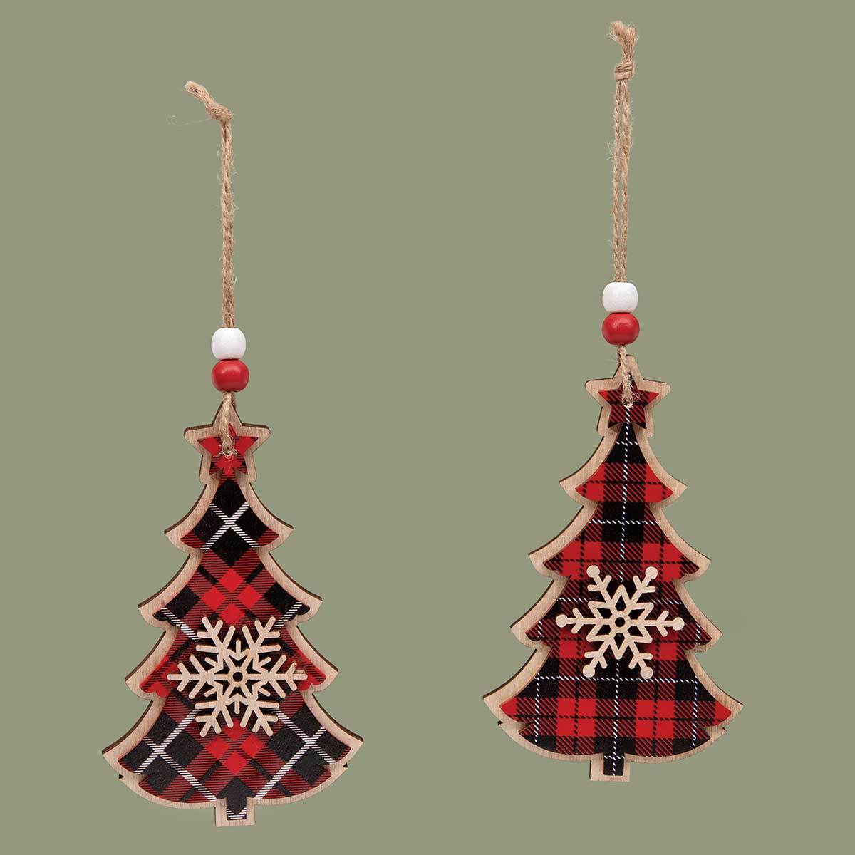 ORNAMENT TREE 2 ASSORTED 3IN X .25IN X 5IN RED/BLACK