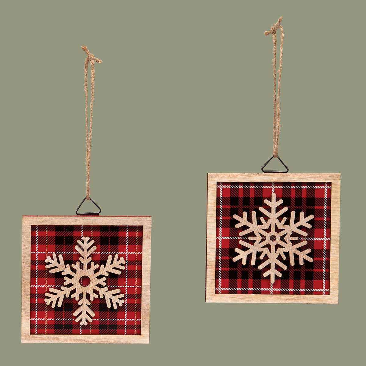 ORN/SIGN SNOWFLAKE SQUARE 2AST SMALL 5IN X .25IN X 5IN RED/BLACK