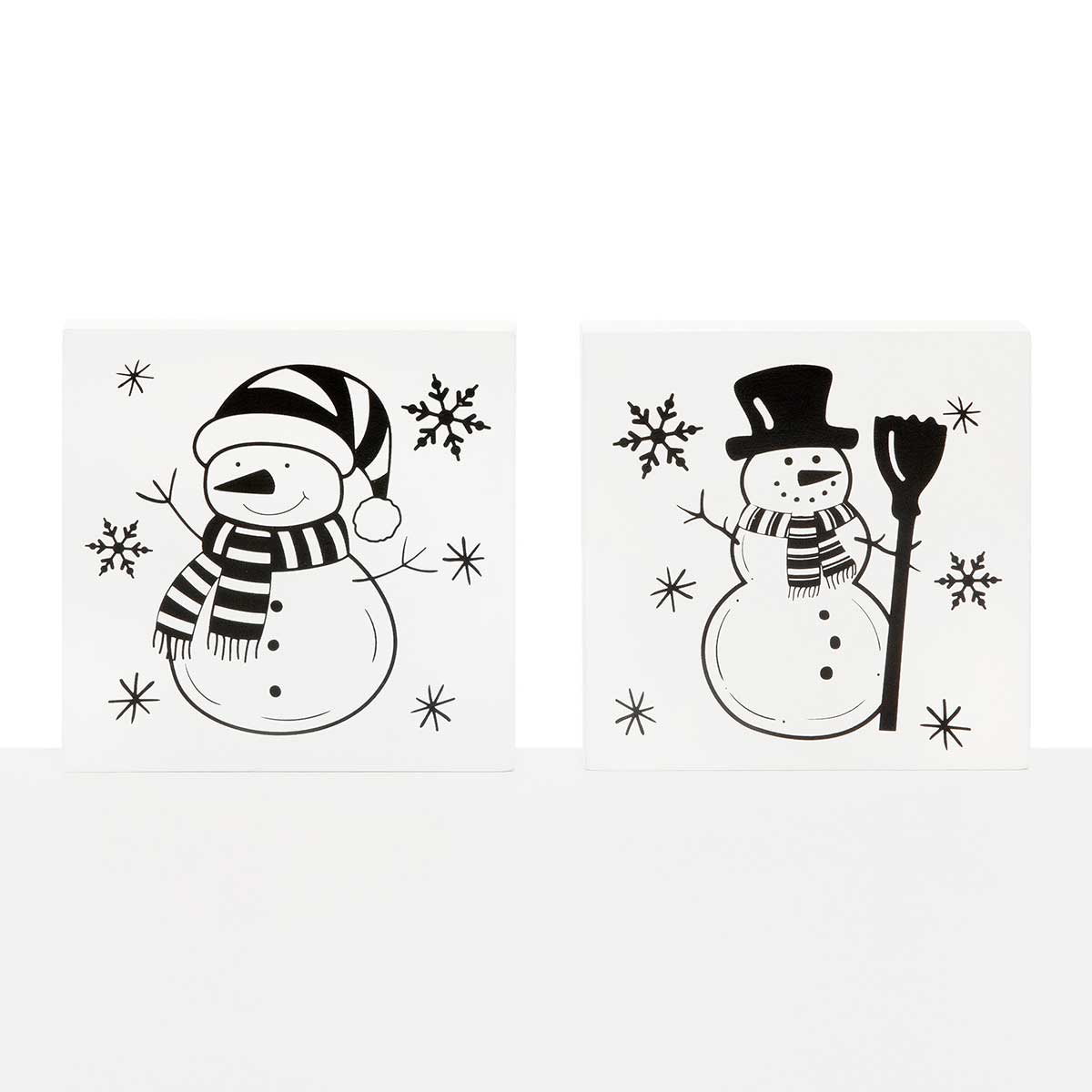 BLOCK SNOWMAN 2 ASSORTED 4.75IN X .75IN X 4.75IN BLACK/WHITE - Click Image to Close