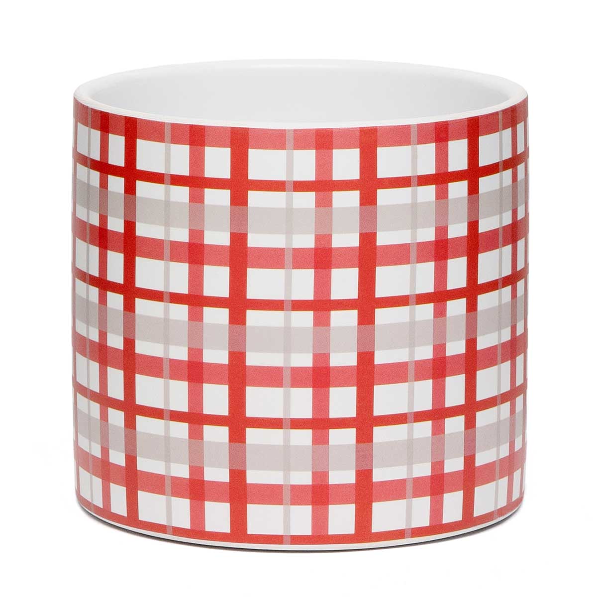 POT HOLIDAY PLAID LARGE 5.25IN X 4.75IN CERAMIC