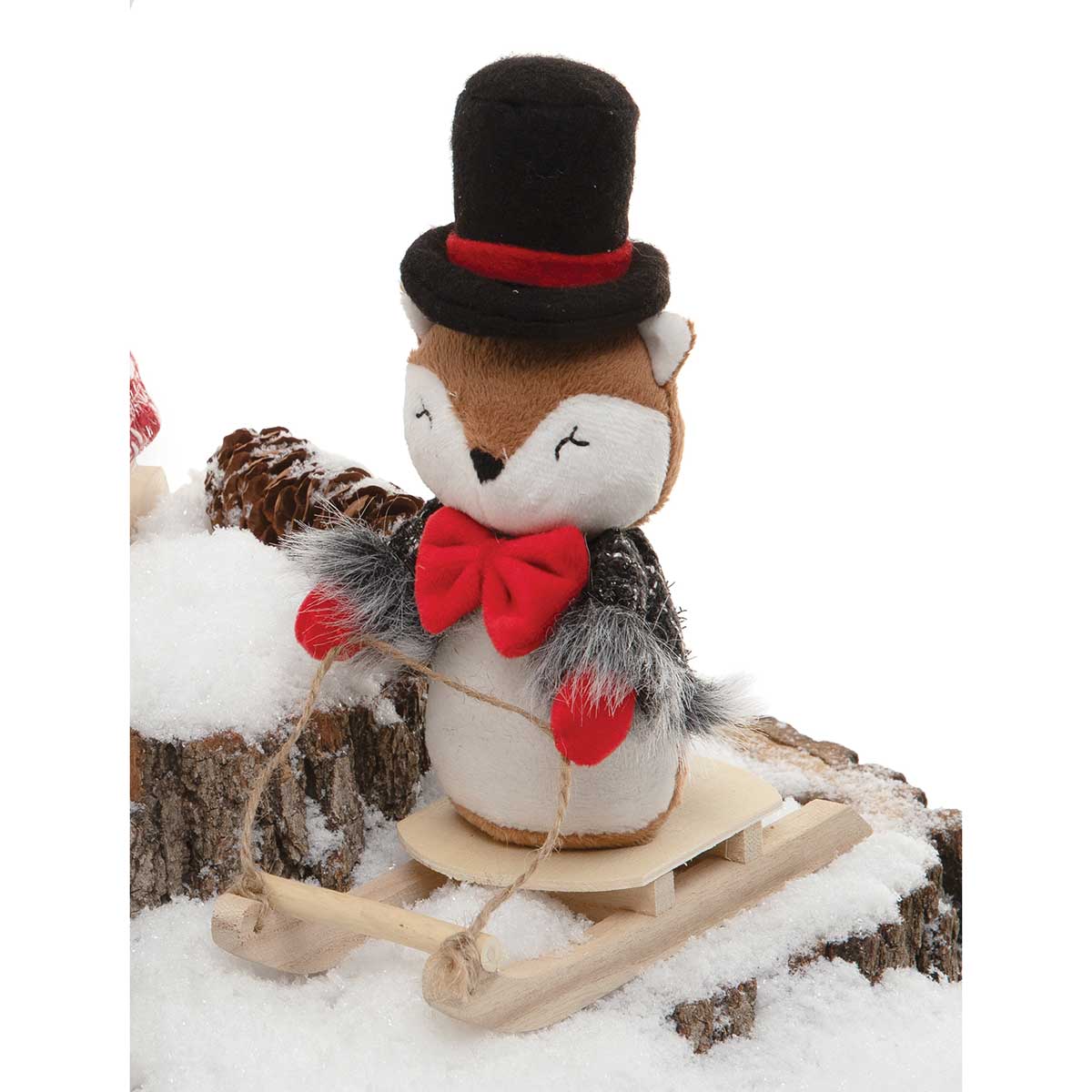 FOX WINTER ON SLED 3IN X 7IN X 7.5IN TAN/RE/BK WITH TOP HAT - Click Image to Close
