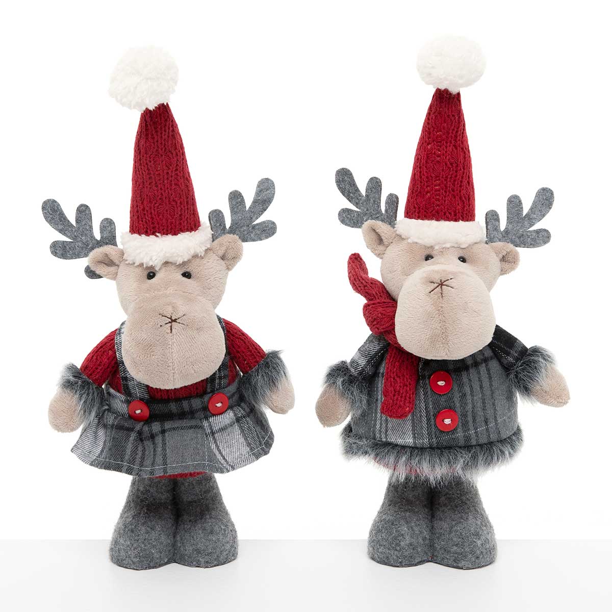MOOSE COUPLE WITH FEET 2 ASSORTED 5.5IN X 13.5IN GREY/RED/TAN - Click Image to Close