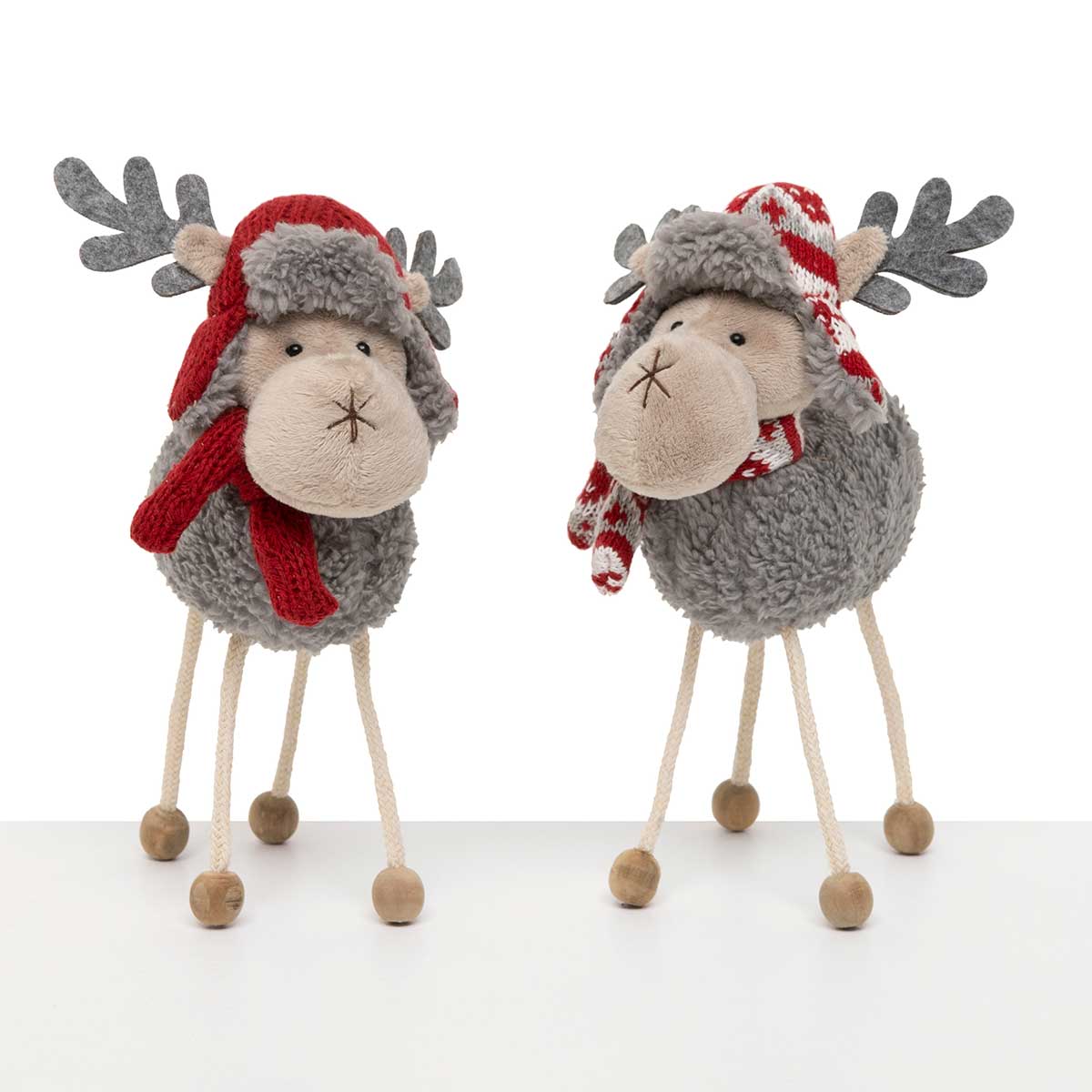MOOSE 4 WIRED LEGS 2 ASSORTED 4IN X 6IN X 8.5IN GREY/CREAM/RED - Click Image to Close