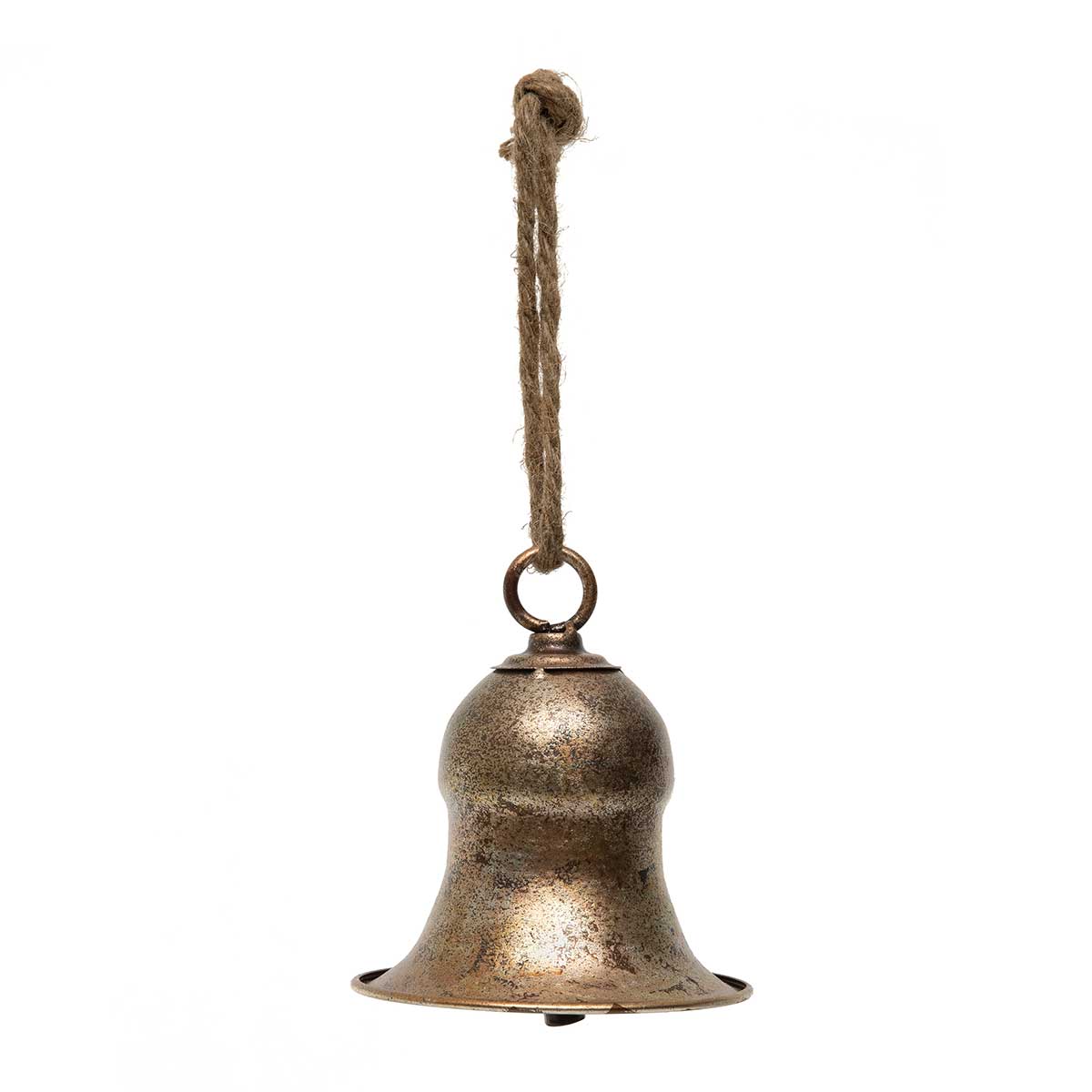 BELL ANTIQUE CAROLING COPPER 5.25IN X 5.5IN WITH ROPE HANGER