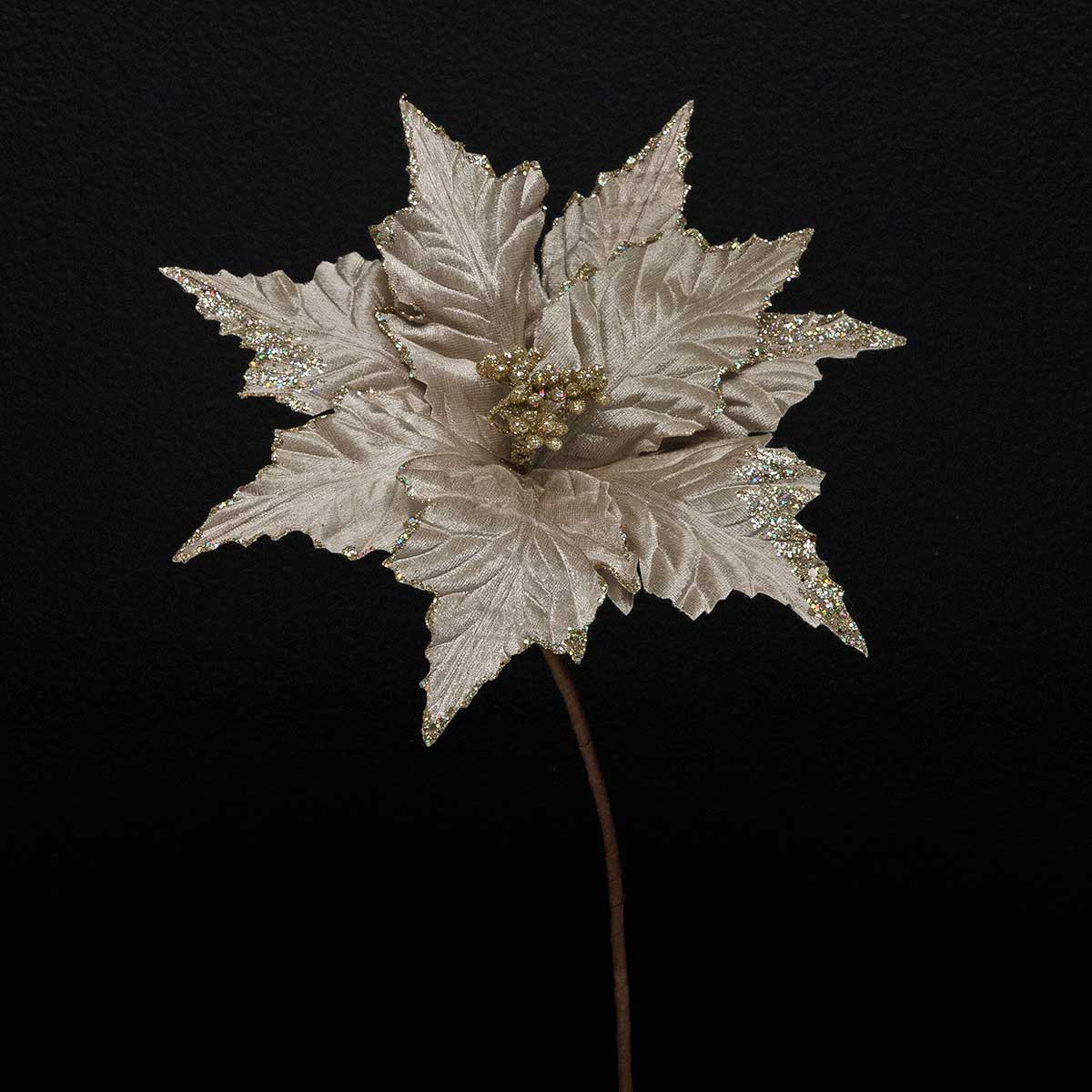 TRADITIONAL POINSETTIA GREY WIRED WITH GLITTER 10"X14"