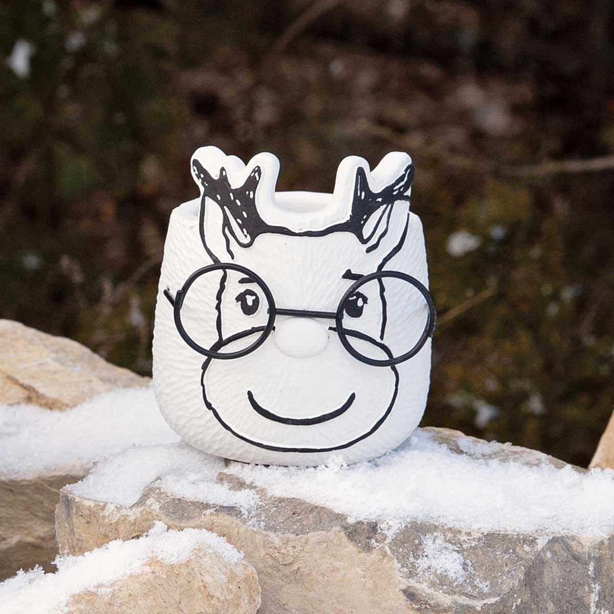 DEXTER DEER CONCRETE POT WITH GLASSES SMALL - Click Image to Close