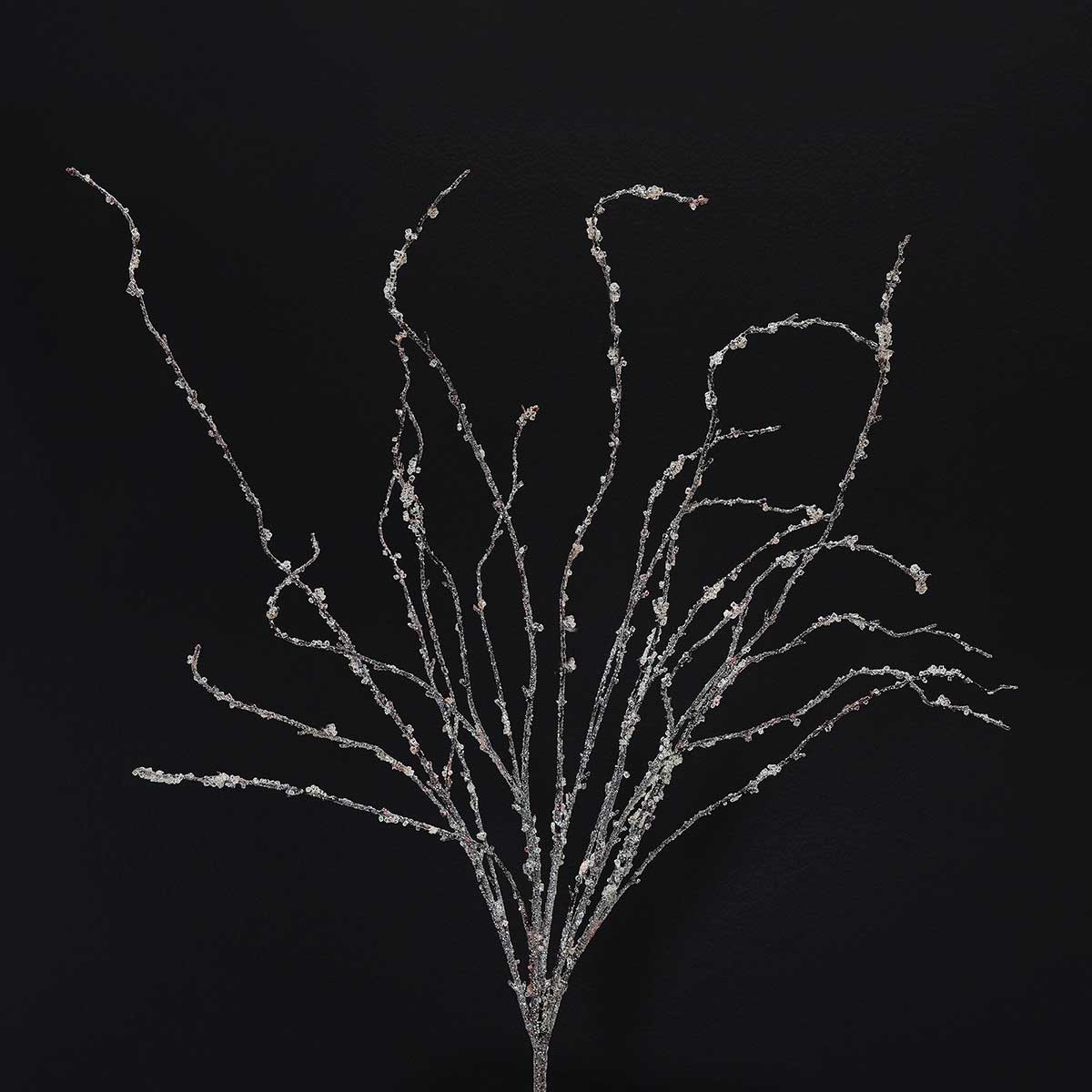 ICED FAUX TWIG BUSH WITH GLITTER 12"X34" - Click Image to Close