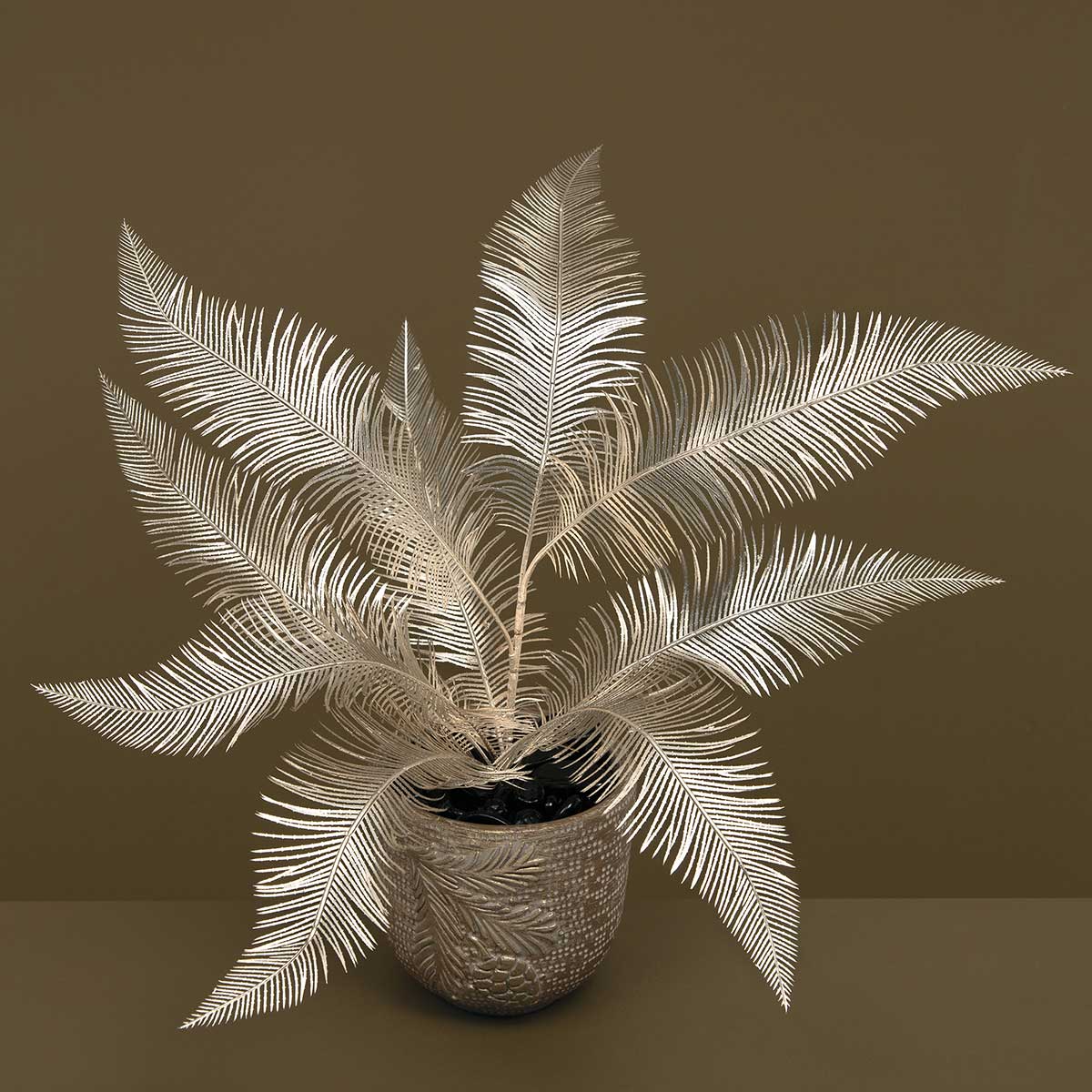 FEATHER FERN CHAMPAGNE WITH GLITTER 14"X19" - Click Image to Close