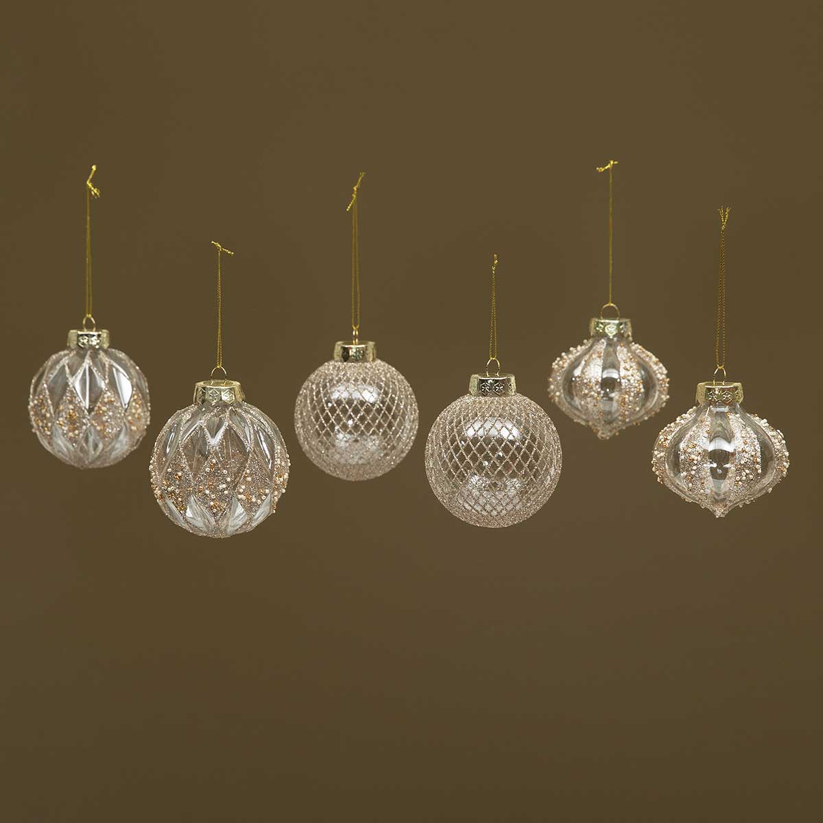 CLEAR ACRYLIC ORNAMENT SPARKLING CHAMPAGNE BOX OF 6 - Click Image to Close