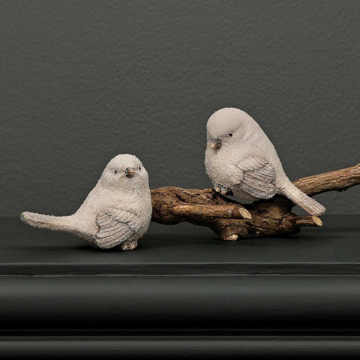 BIRDIE & BETTY FROSTED CERAMIC BIRDS BEIGE WITH GLITTER - Click Image to Close
