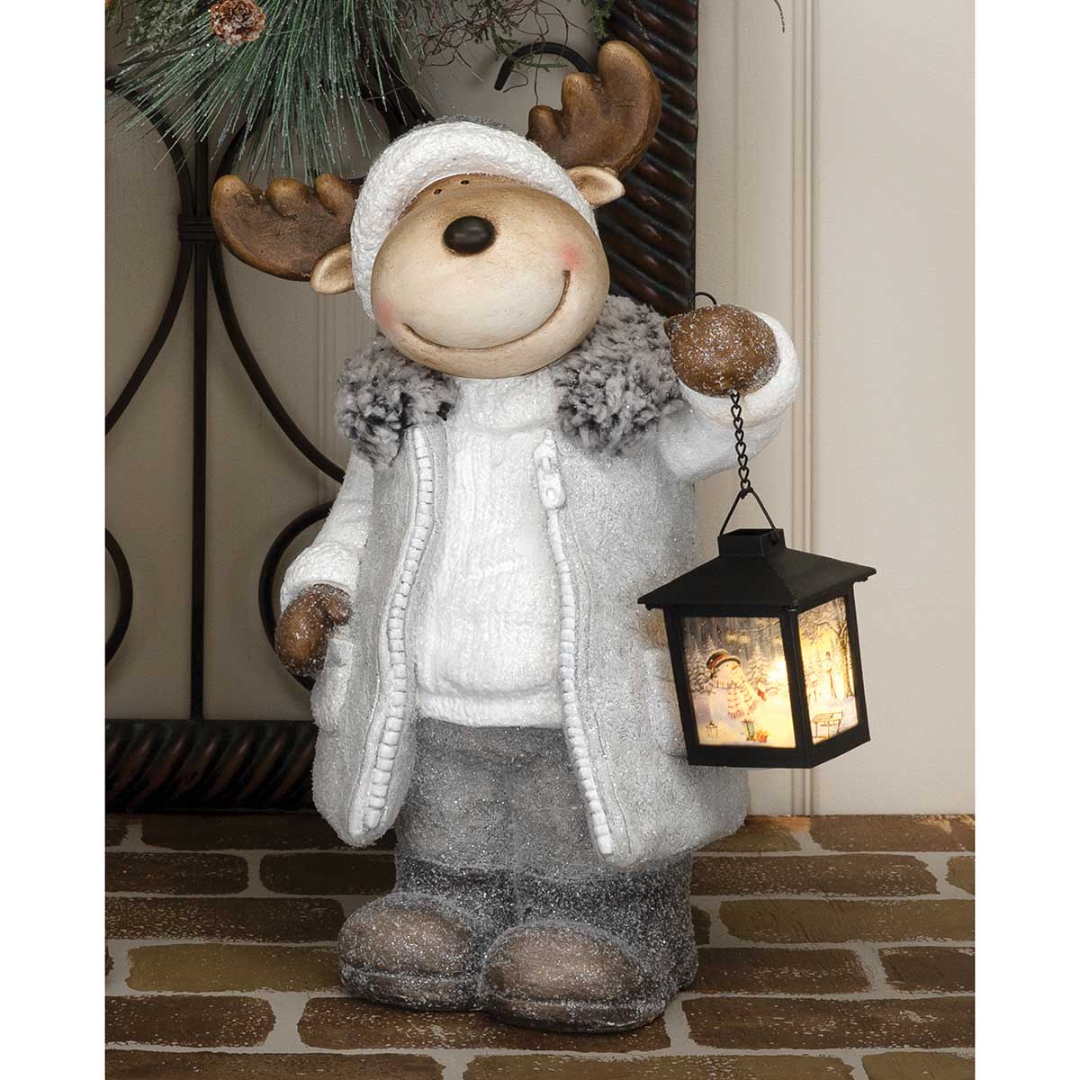 MILTON MOOSE RESIN MOOSE WITH GLITTER, SNOW - Click Image to Close