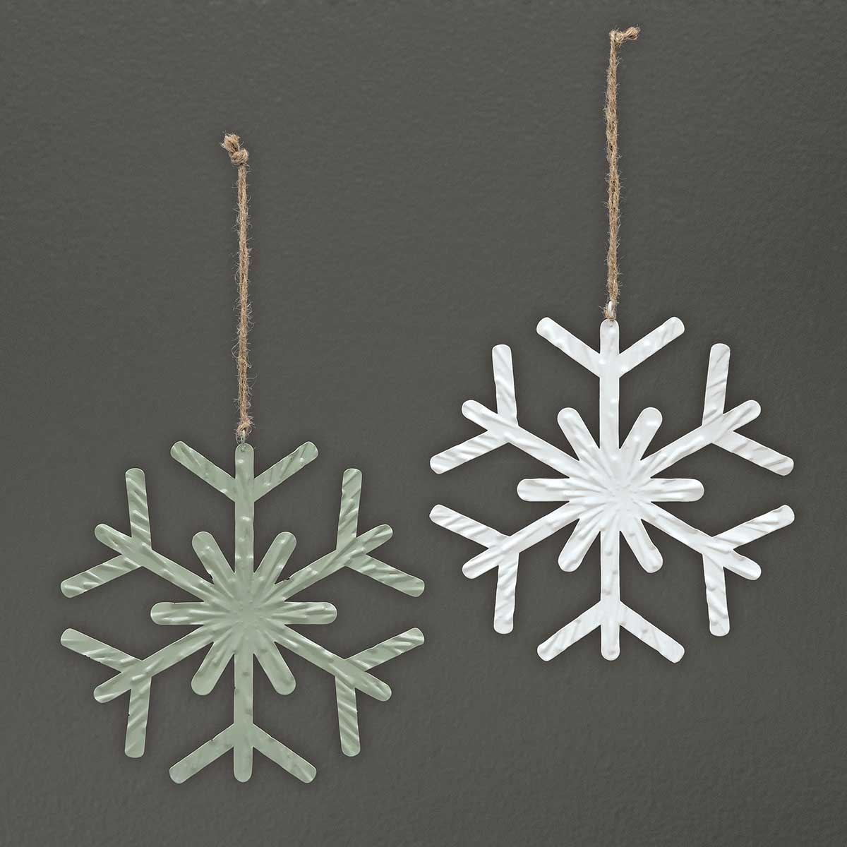 METAL TEXTURED SNOWFLAKE ORNAMENT 2 ASSORTED - Click Image to Close