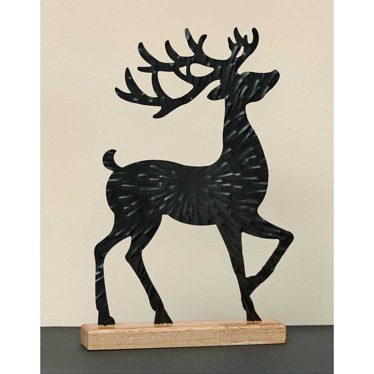 METAL TEXTURED DEER SIT-A-BOUT BLACK LARGE - Click Image to Close