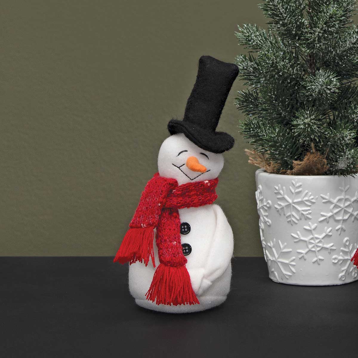 SASSY SIMON SNOWMAN HANDS CLASPED WITH BLACK TOP HAT - Click Image to Close